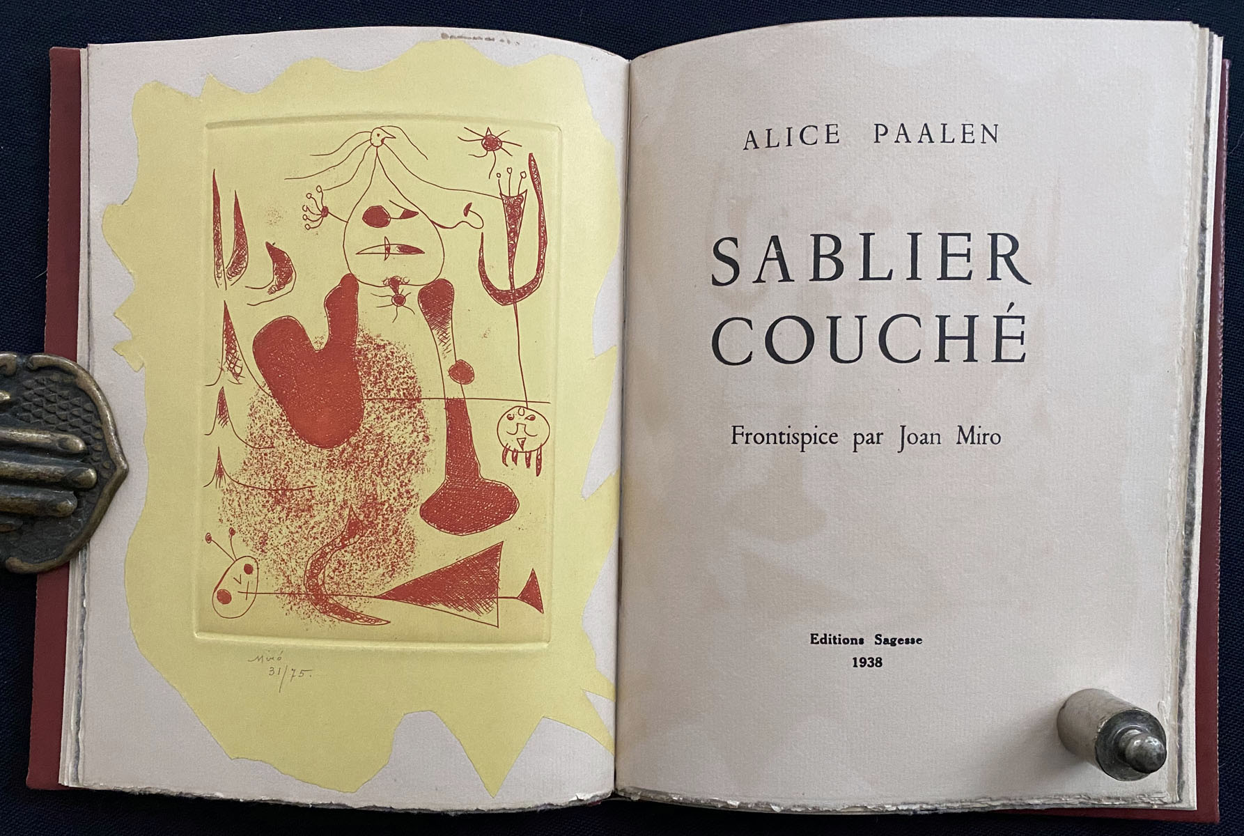 Image for Sablier Couché. With one original red etching in frontispiece by Miró