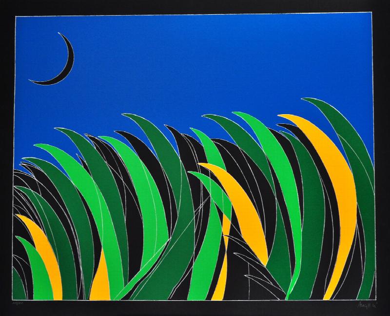 Image for Field with Moon. Lithograph signed and numbered by the artist